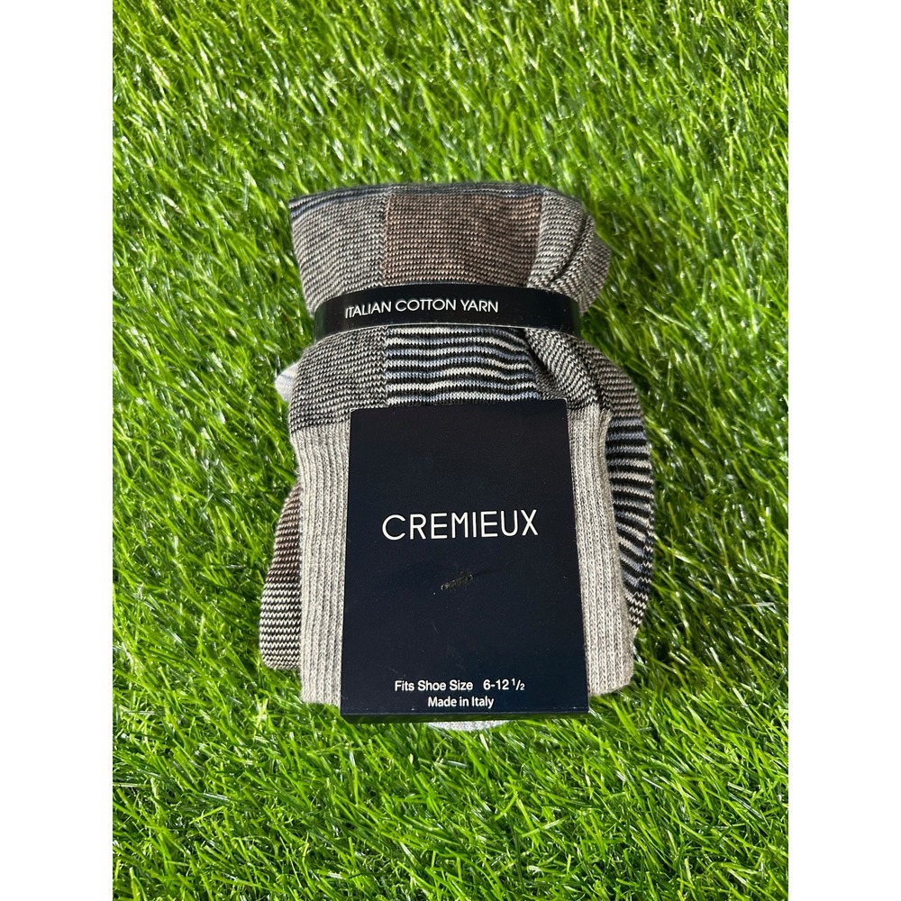 Cremieux Italian Cotton Yarn Dress Socks Striped Pattern Mens Shoe Size 6-12.5